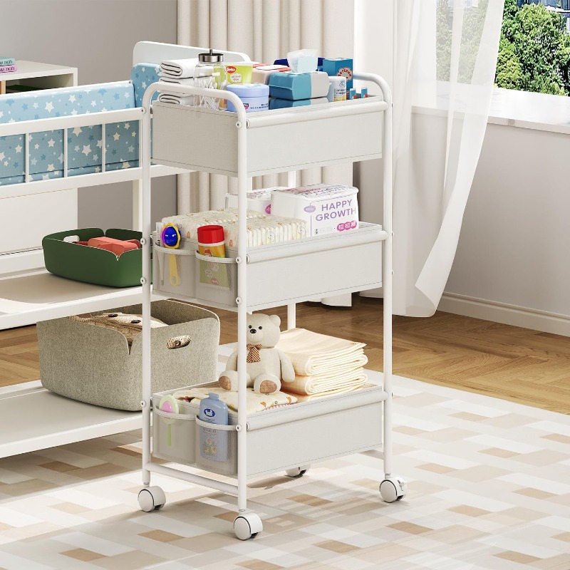 Baby Nursery Cart - Carrito de pañales rodante de 3