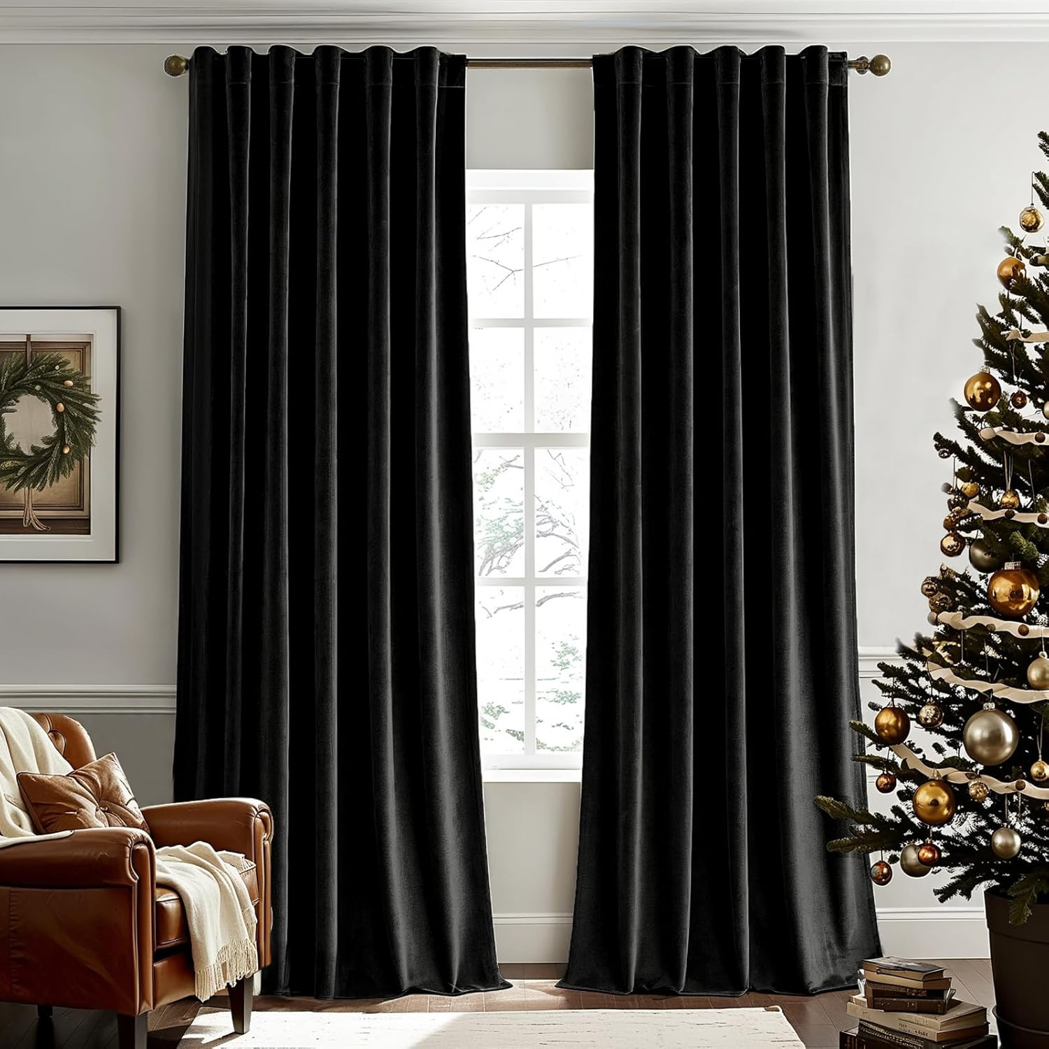 Blackout Curtain Nursery - Cortinas de terciopelo negro de 96
