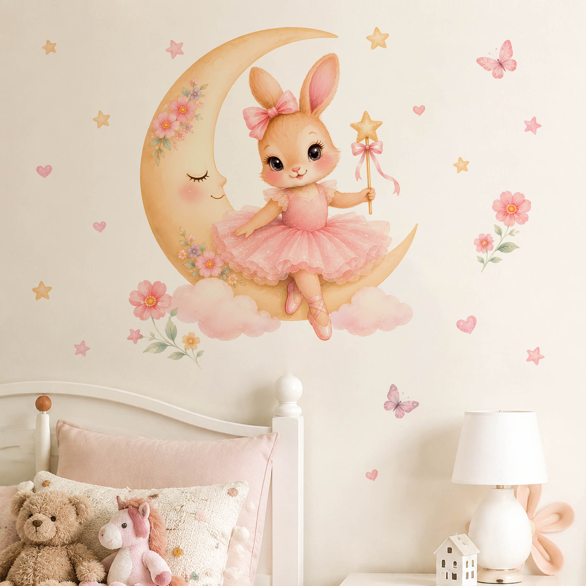 Baby Nursery Hanging Decor - Pegatinas de Pared de Conejita Bailarina