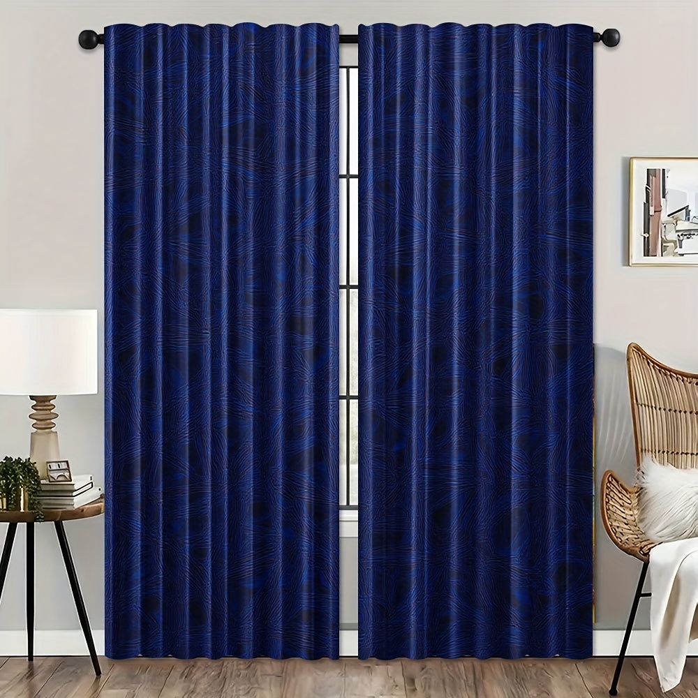 Blackout Curtain Nursery - Cortinas Geométricas a Rayas Azules, Cortinas