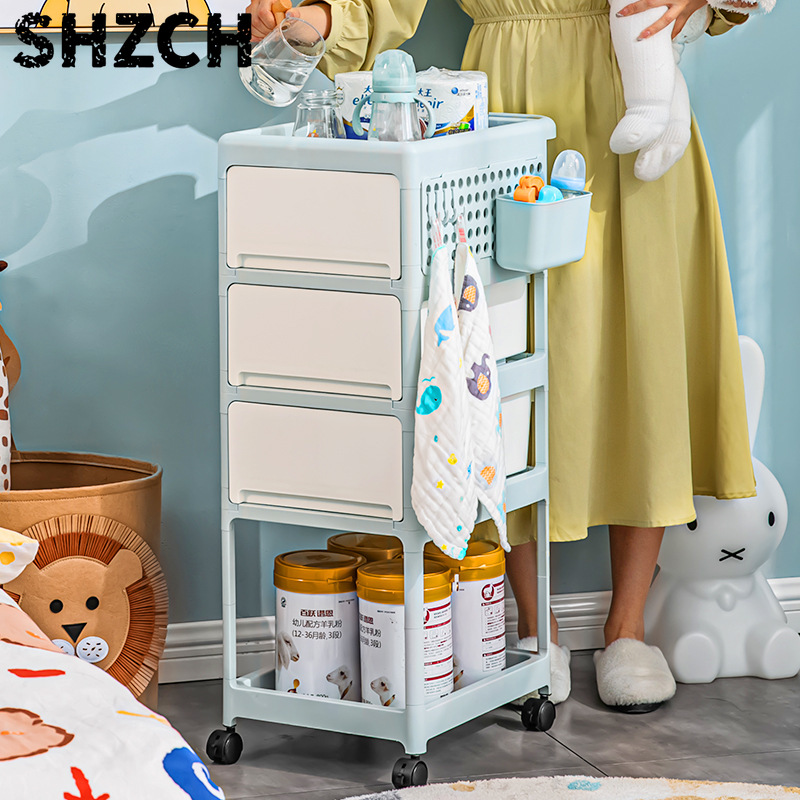 Baby Nursery Cart - Carrito de Almacenamiento Móvil Color Crema,