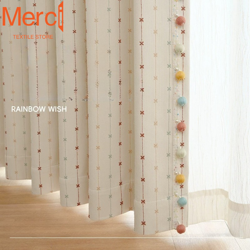 Blackout Curtain Nursery - Cortinas de chenilla Rainbow Star Wishes