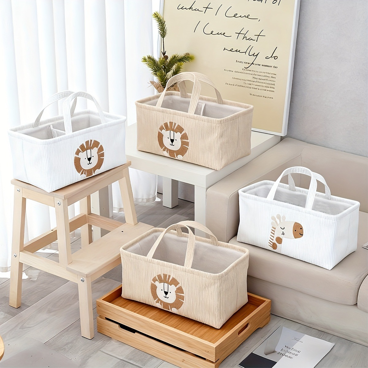 Baby Nursery Organiser - Cesta de Almacenamiento Plegable de Tela