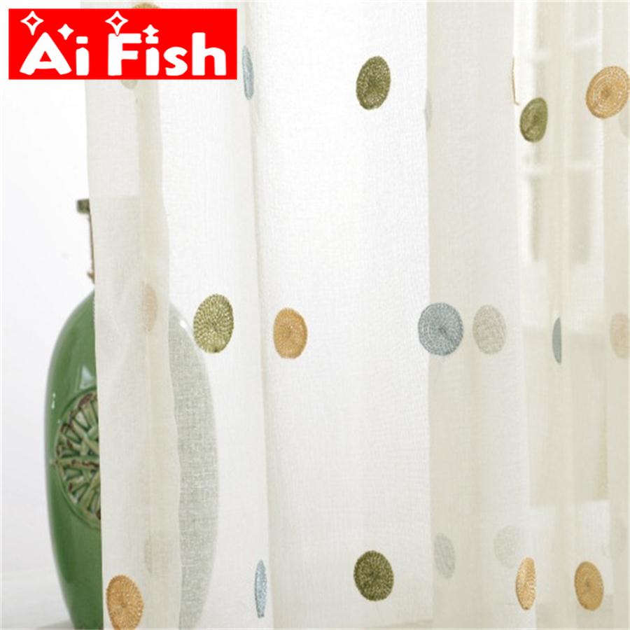 Blackout Curtain Nursery - Cortinas transparentes con bordado de círculo