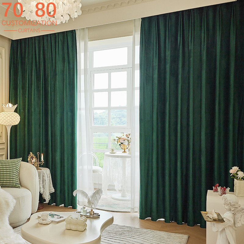 Blackout Curtain Nursery - Cortinas de Terciopelo Verde Oscuro Estilo