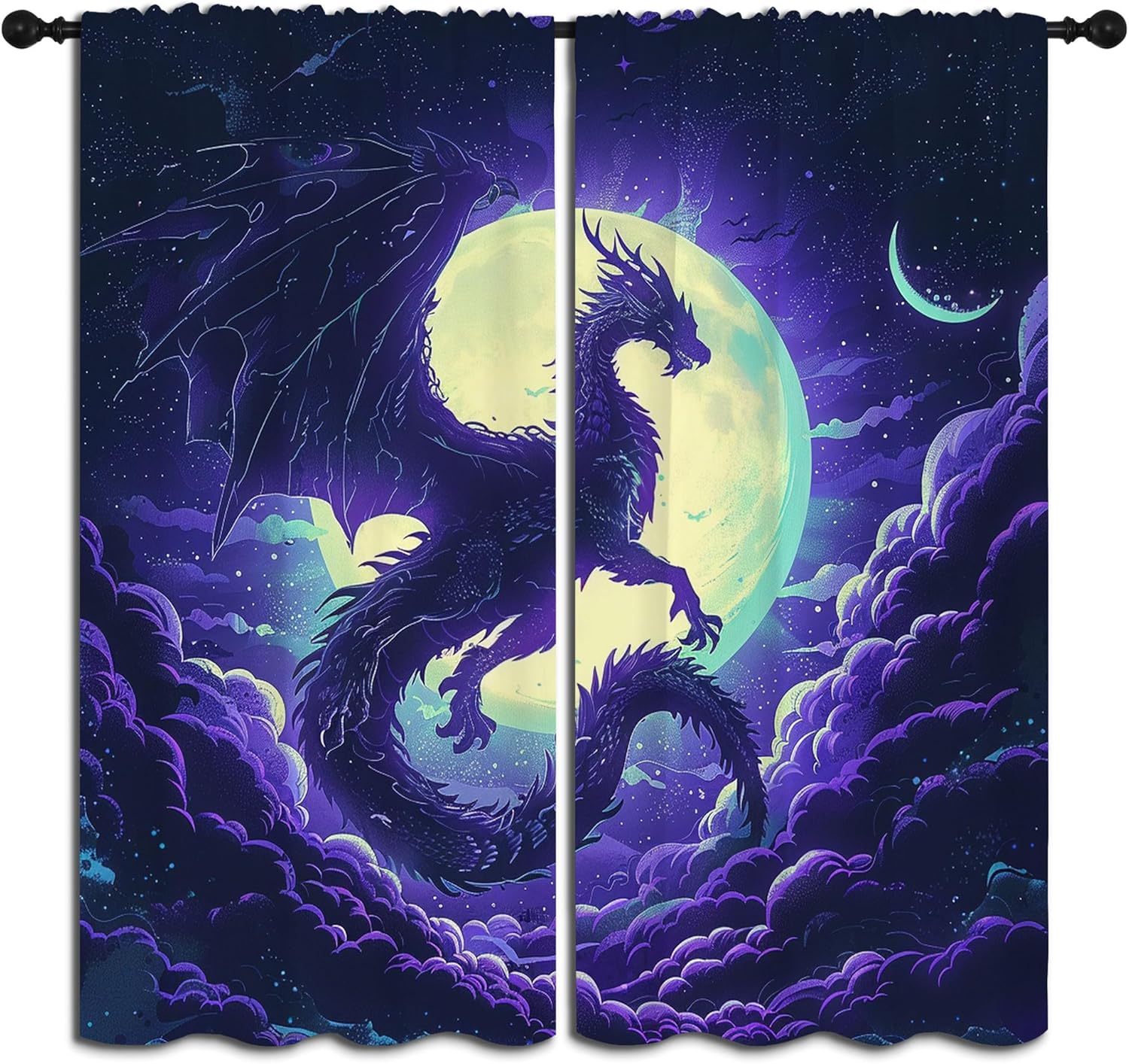Cortinas opacas de dragón púrp - Blackout Curtain Nursery reseña y precio