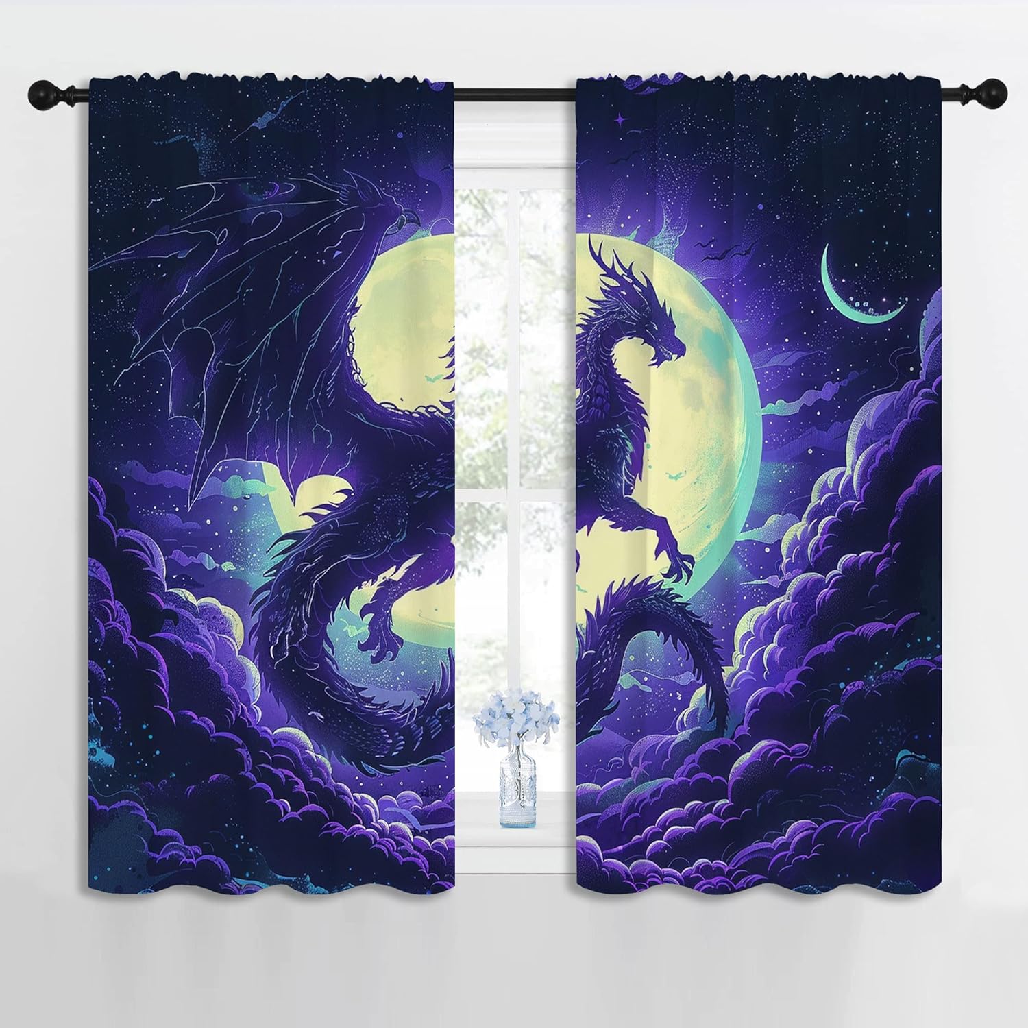 Cortinas opacas de dragón púrp - Blackout Curtain Nursery reseña y precio