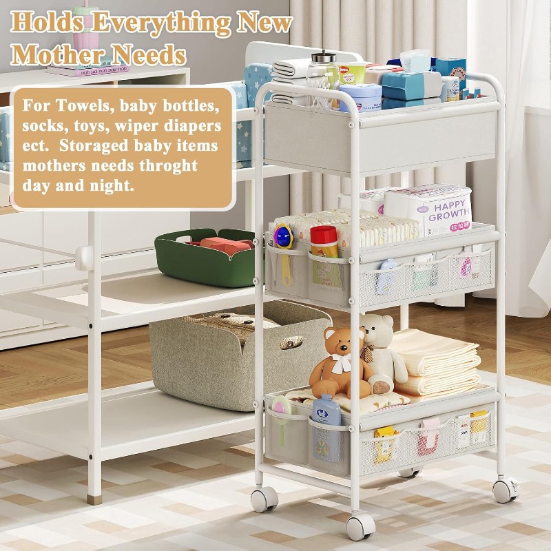 Carrito de pañales rodante de  - Baby Nursery Cart reseña y precio