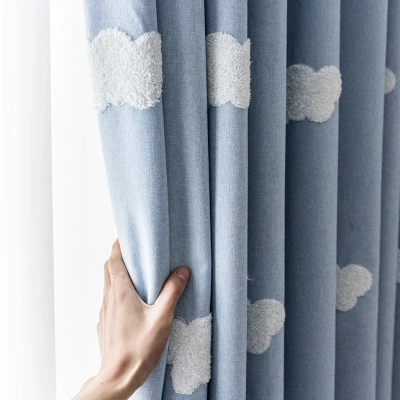 Cortina azul de nube bordada,  - Blackout Curtain Nursery reseña y precio