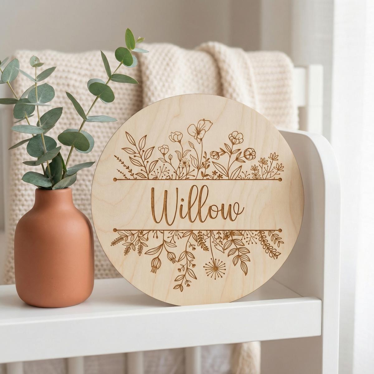 Placa Redonda de Madera con No - Baby Nursery Hanging Decor reseña y precio